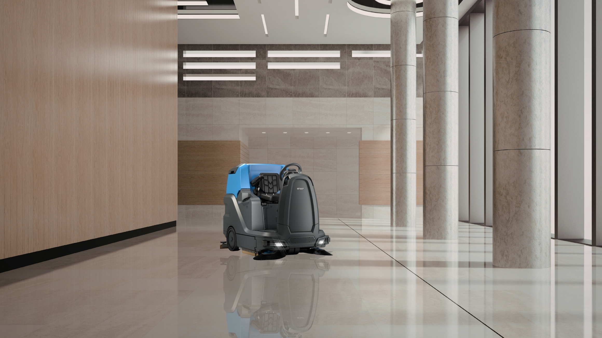 Máy chà sàn liên hợp Fimap Magna là dòng máy chà sàn công nghiệp ngồi lái chuyên dụng